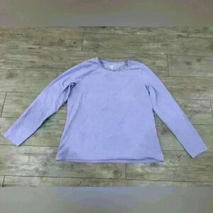 Lands End purple with floral accent long sleeve shirt size XL